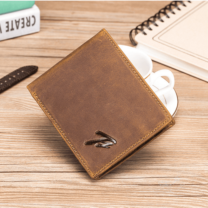 Men Genuine Leather Multifunctional Short Wallet - MRSLM