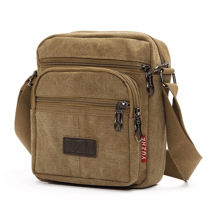 Men Casual Retro Canvas Shoulderbags Multi Pocket Crossbody Bags - MRSLM