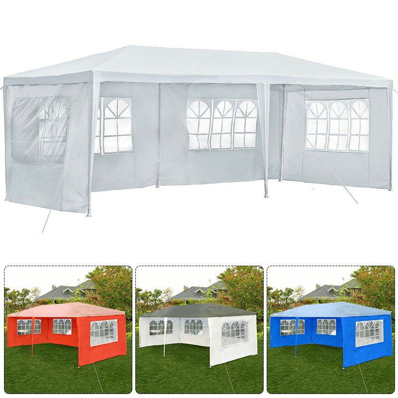 3X12M 4 Side Gazebo Shelter Waterproof Canopy Wall Gazebo Shelter with Window without Top Outdoor Camping Travel - MRSLM