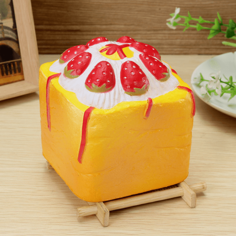 Vlampo Squishy Jumbo Strawberry Cup Cake Cube Licensed Slow Rising with Packaging - MRSLM