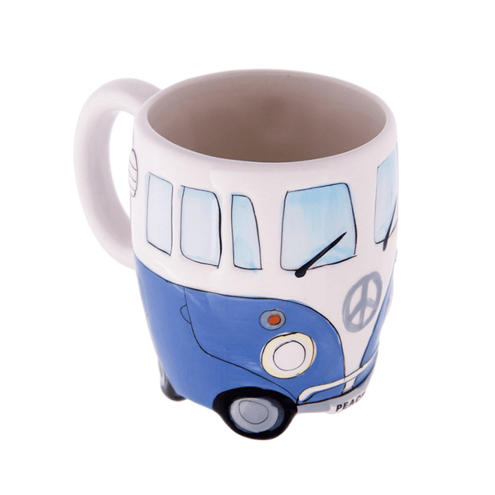 Creative Hand Painting Cartoon Double Bus Mugs Retro Ceramic Cup Coffee Milk Tea Mug Drinkware Novetly Gift Cartoon Double Bus Mugs - MRSLM