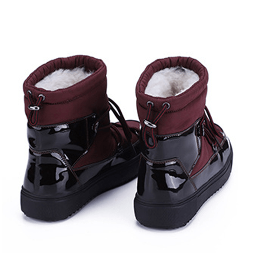 Warm Lining Waterproof Lace up Thick Sole Snow Boots for Women - MRSLM