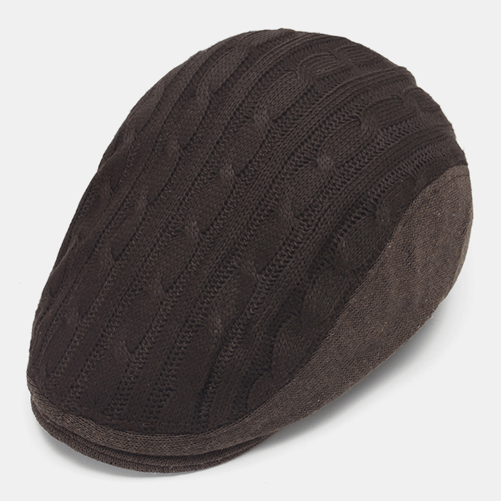 Men Cotton Mesh Breathable Knitted Caps Outdoor Casual Warm Sunshade Beret Cap Flat Hat Forward Cap - MRSLM