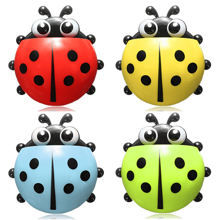 Cute Pocket Ladybug Wall Suction Cup Pocket Toothbrush Holder Bathroom Hanger Stuff Home Decoration - MRSLM