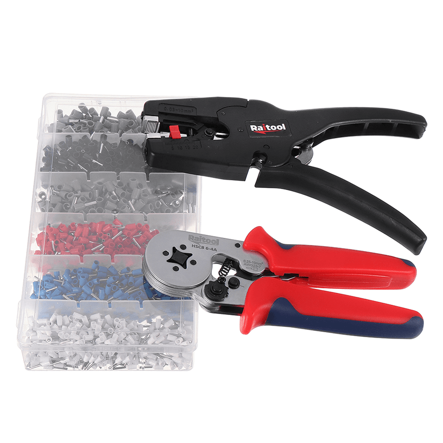 Raitool Professional Crimper Plier Wire Cutter Stripper 1500Pcs Electrical Crimp Terminals Kits - MRSLM