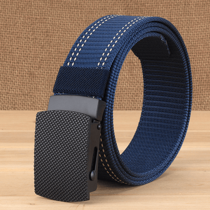 Men Casual Outdoor New Casual Nylon Belt Trendy Alloy Buckle Thick Belt - MRSLM