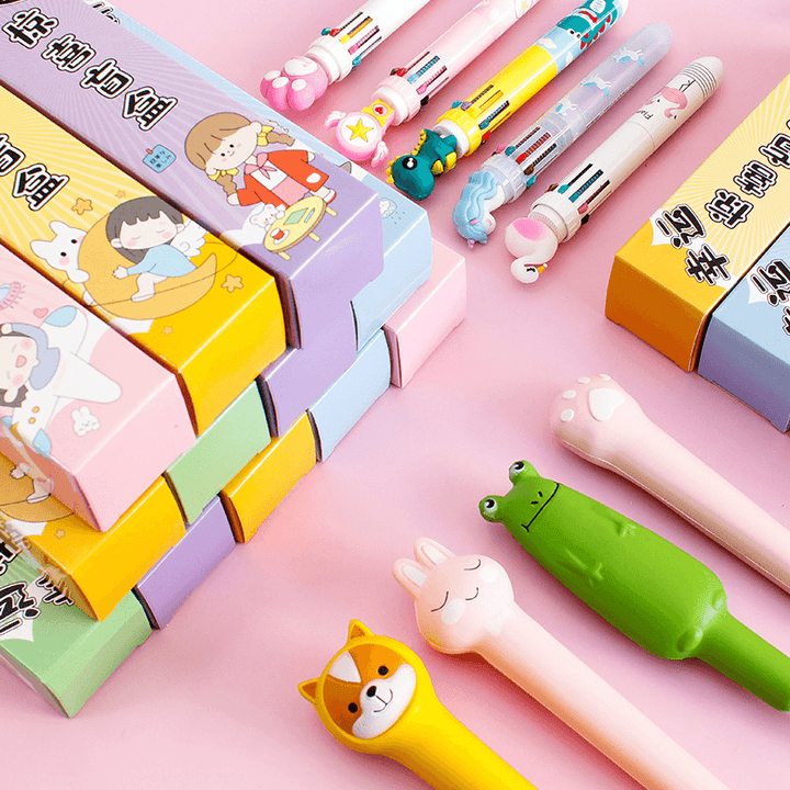 Stationery Blind Box Pressure Reducing Pen Creative Cute Cartoon Gel Pen Sign Pen Refill Keychain Combination Box - MRSLM