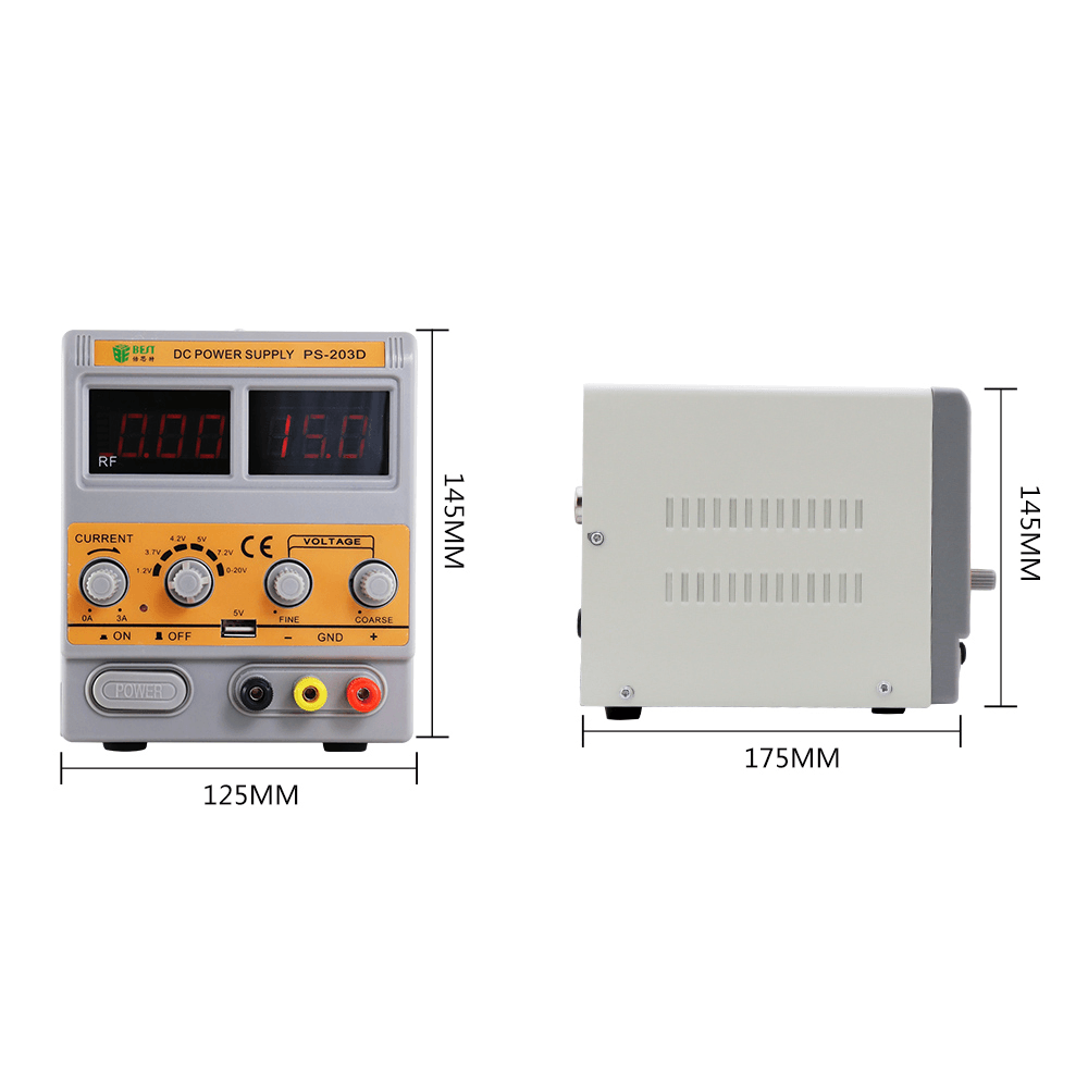 BEST PS-203D 0-20V 0-3A Adjustable DC Power Supply W/ GSM Signal Detection for Mobile Phone Maintenance - MRSLM