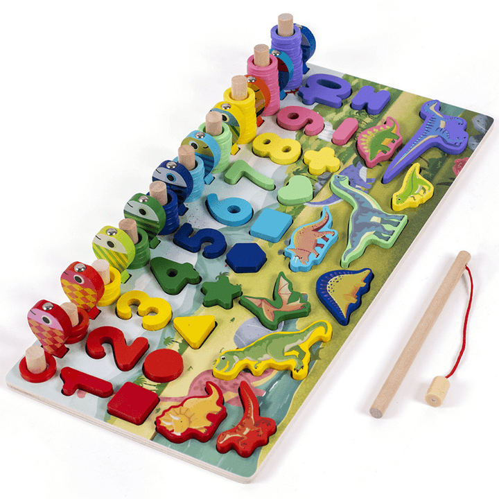 Kids Wooden Toys Preschool Board Math Fishing Count Numbers Matching Digital Shape Children Gift - MRSLM