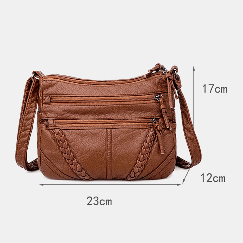 Women Multi-Pocket Middle-Aged Vintage Crossbody Bag Shoulder Bag - MRSLM