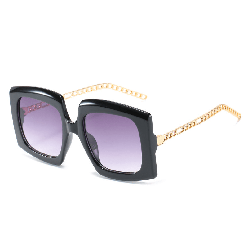 Fashion Women'S Metal Chain Cat-Eye Square-Frame Sunglasses - MRSLM