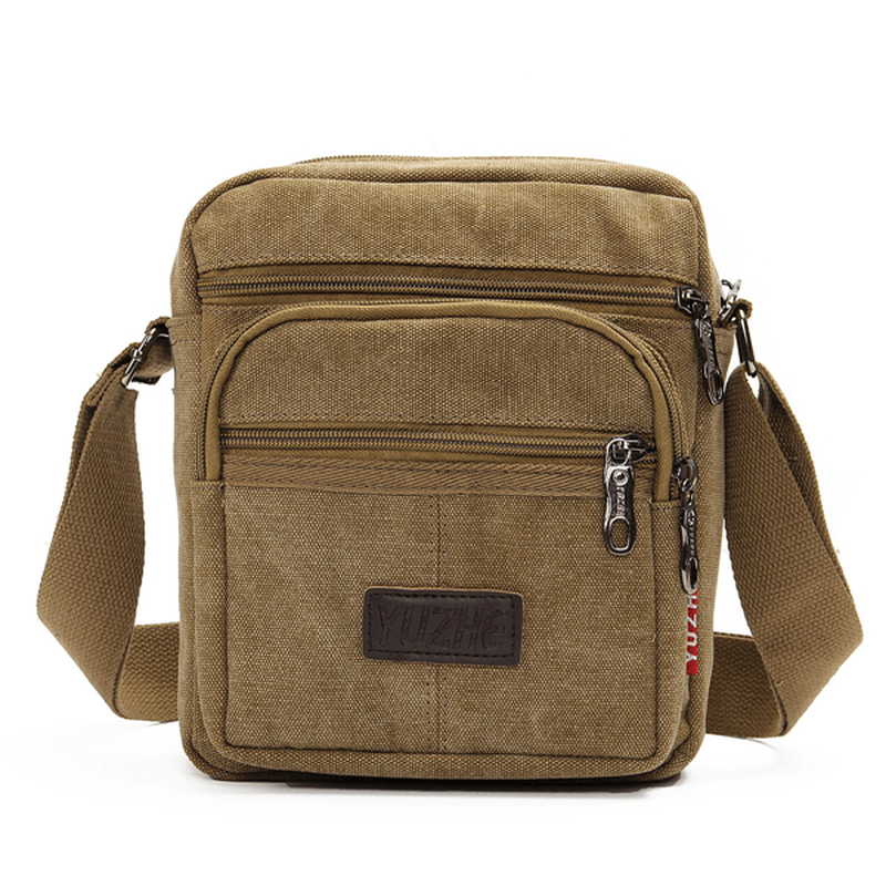 Men Casual Retro Canvas Shoulderbags Multi Pocket Crossbody Bags - MRSLM