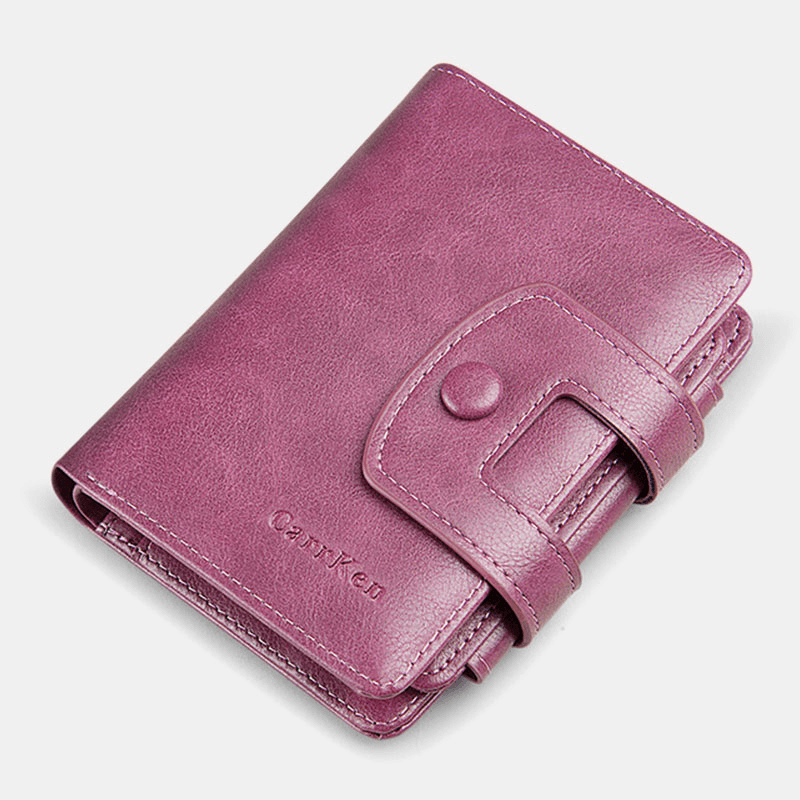 Women 10 Card Slots Solid Short Wallet Purse - MRSLM