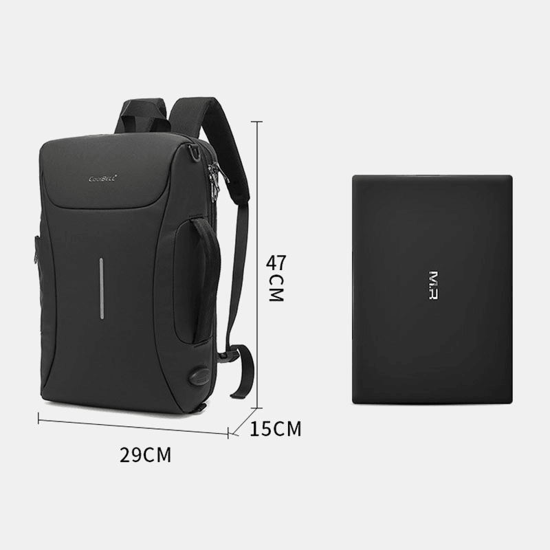 Men Oxford USB Charging Port Multiple Compartments Backpack Casual Waterproof 15.6 Inch Laptop Bag Crossbody Shoulder Bags - MRSLM