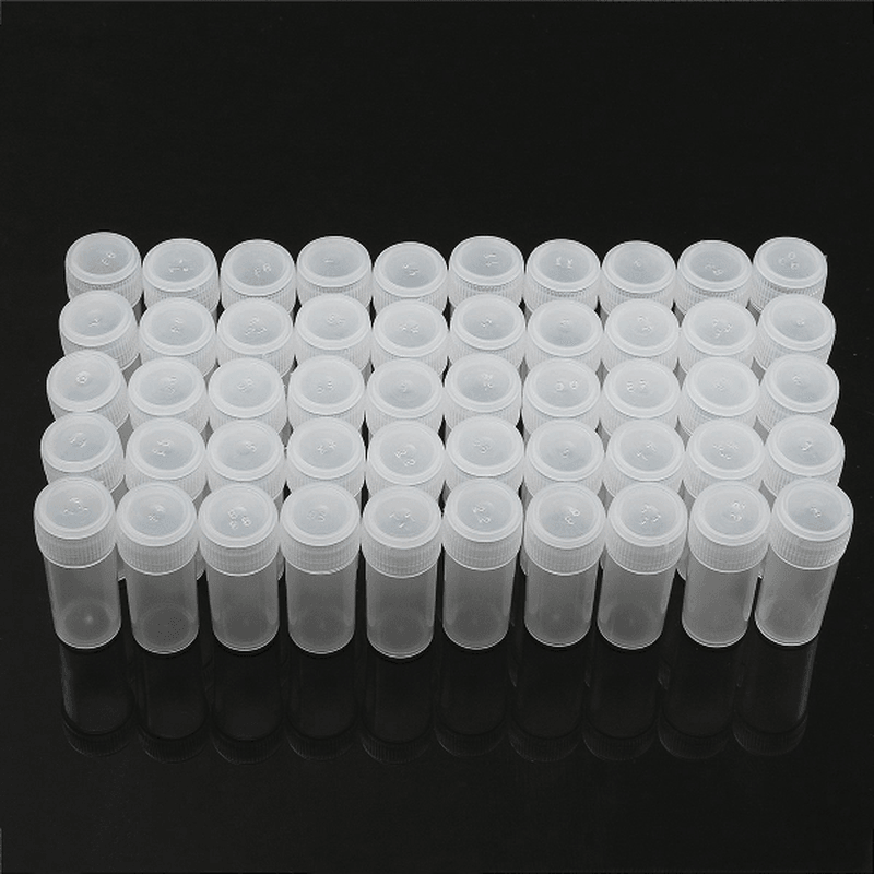 50PCS 5Ml Plastic Sample Small Bottle Vial Storage Container Test Tube for Lab - MRSLM