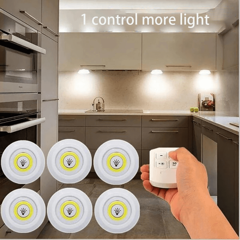 Super Bright COB under Cabinet Light LED Wireless Remote Control Dimmable Wardrobe Night Lamp Home Bedroom Closet Kitchen - MRSLM