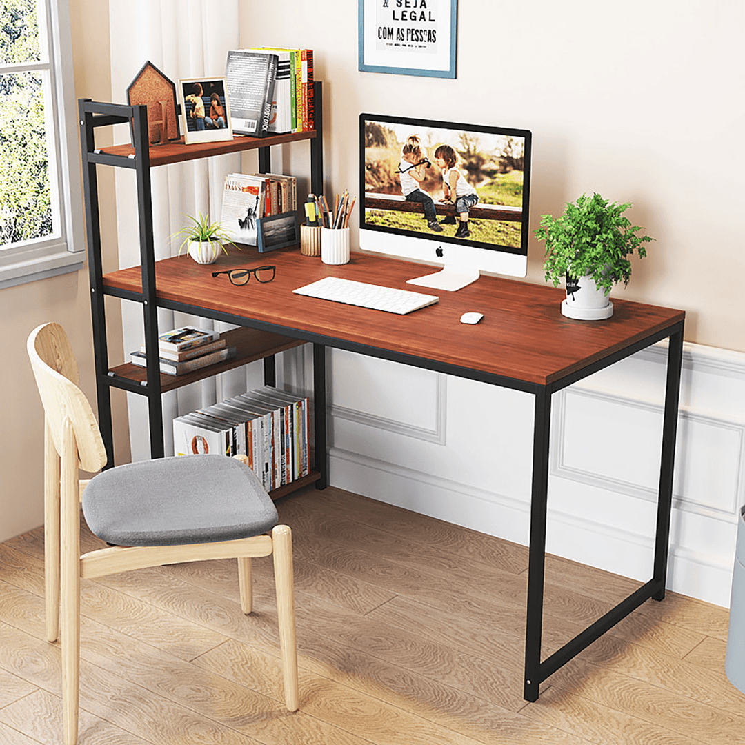 Computer Table Laptop Desk Stuednt Writing Study Desk Laptop Table Home Office Workstation with Book Shelf - MRSLM