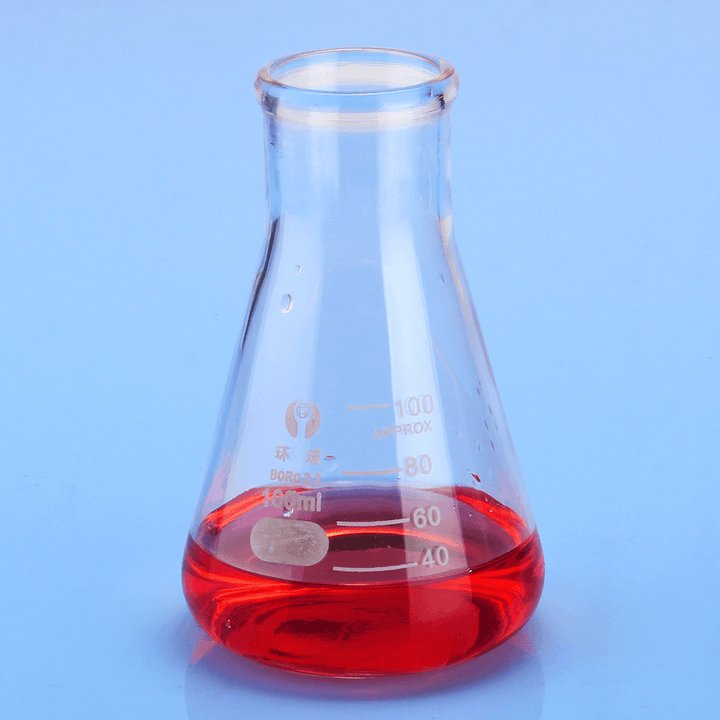 100Ml Lab Glass Erlenmeyer Conical Flask Bottle W/ Rim Borosilicate Laboratory Glassware - MRSLM