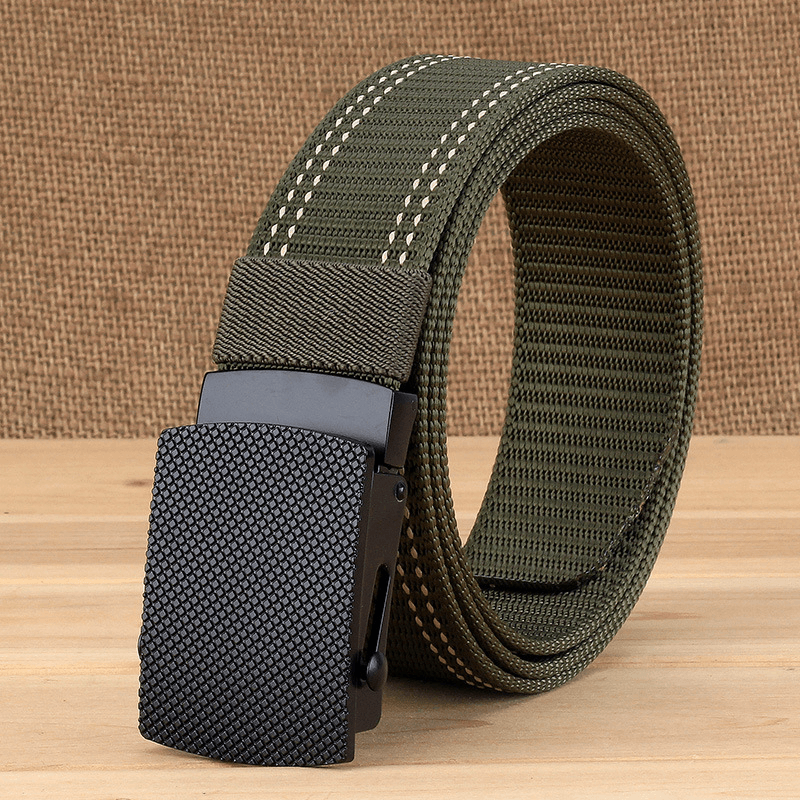 Men Casual Outdoor New Casual Nylon Belt Trendy Alloy Buckle Thick Belt - MRSLM