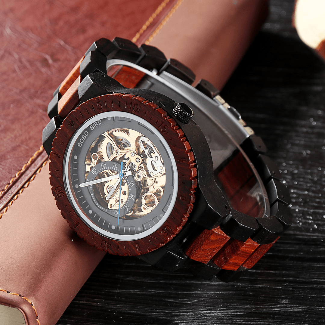 BOBO BIRD R05 Men Wooden Luminous Hand Wristwatches Mechanical Watch - MRSLM