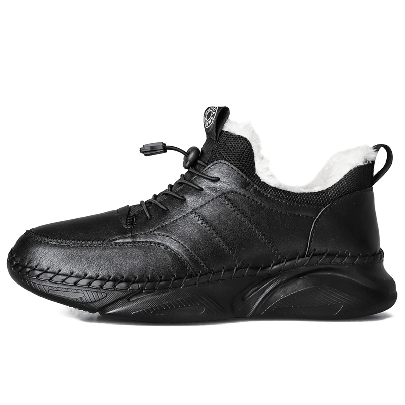 Men Hand Stitching Leather Light Weight Warm Soft Casual Sport Shoes - MRSLM