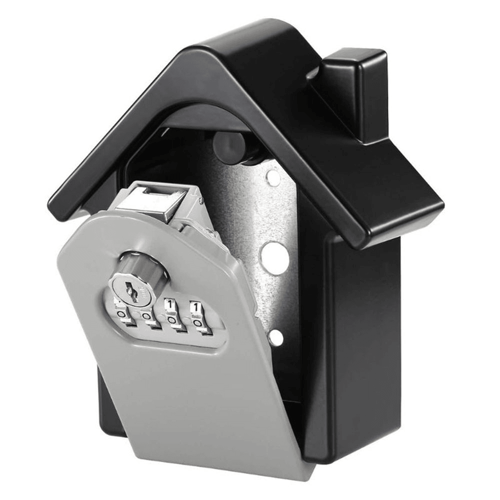 Aluminum Alloy Password Box Wall Mounted Key Lock Box 4 Digit Code Combination Key Storage Box for Realtor Construction Indoor Outdoor Room Escape - MRSLM