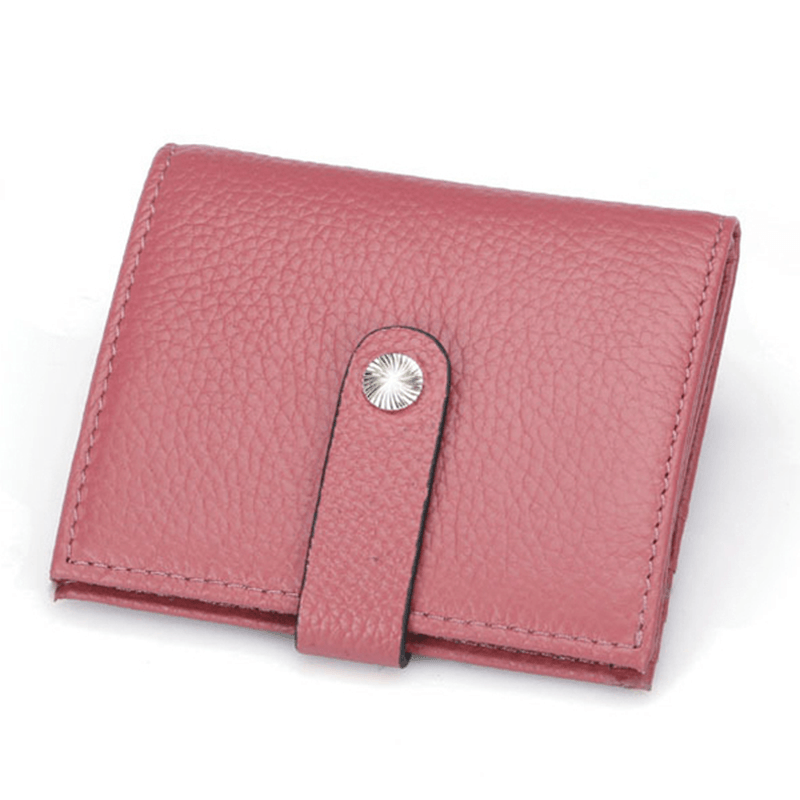 Women Hasp Short Wallets Genuine Leather Purse Card Holder Coin Bags - MRSLM