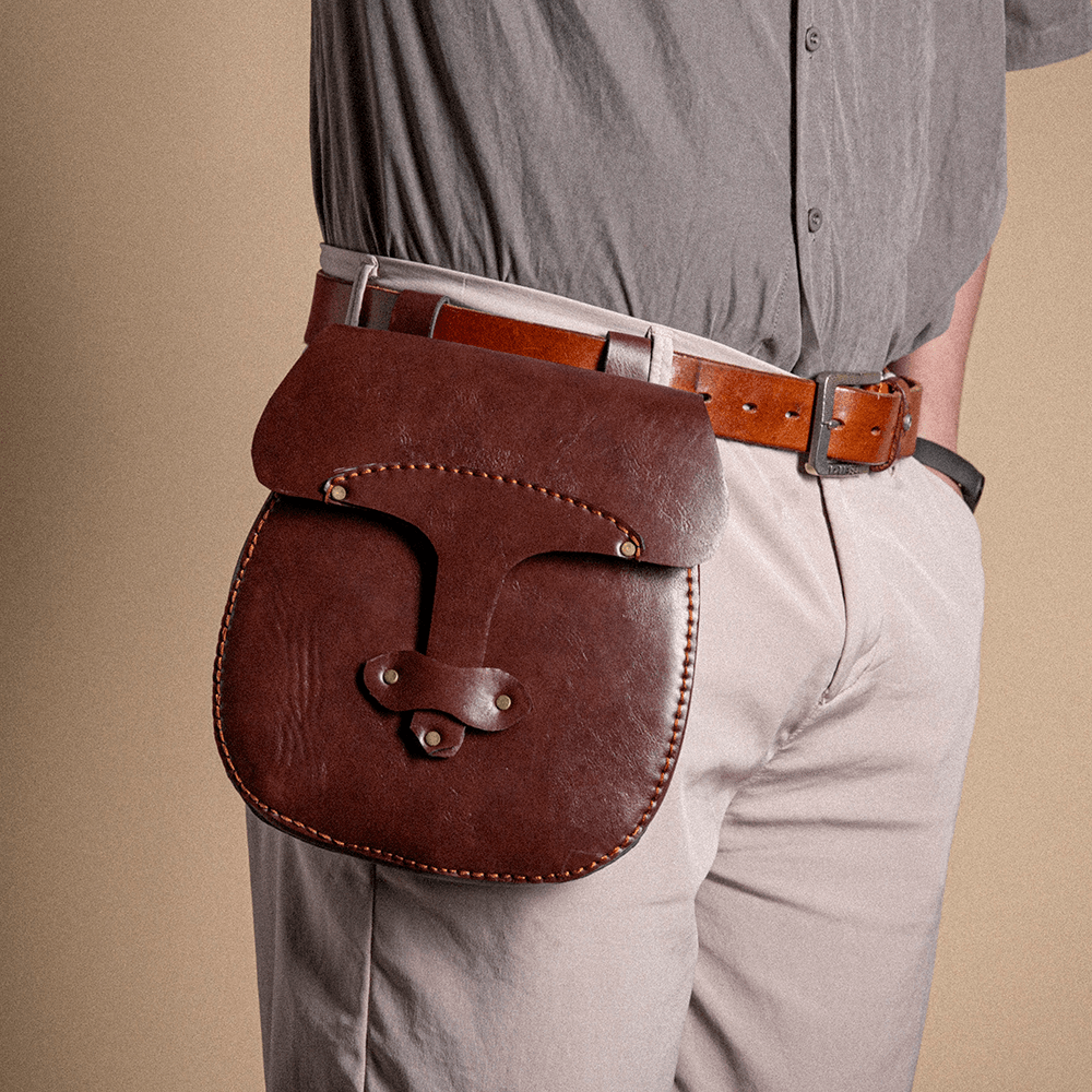 Men PU Leather Large Capacity Vintage Coin Purses Square Bag Waist Bag - MRSLM