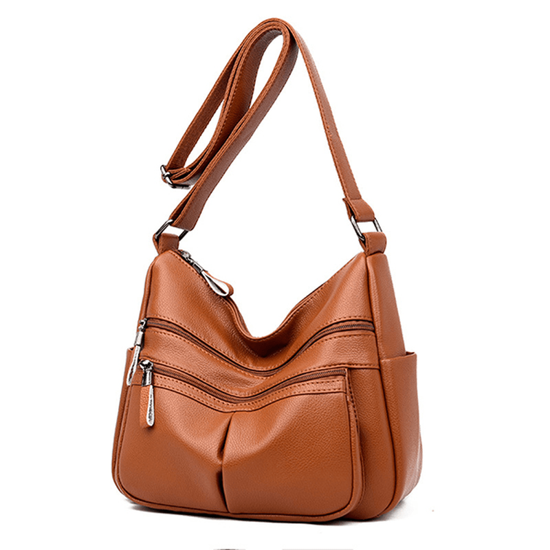 Women Soft Leather Multi-Slot Crossbody Bag Leisure Shoulder Bags - MRSLM