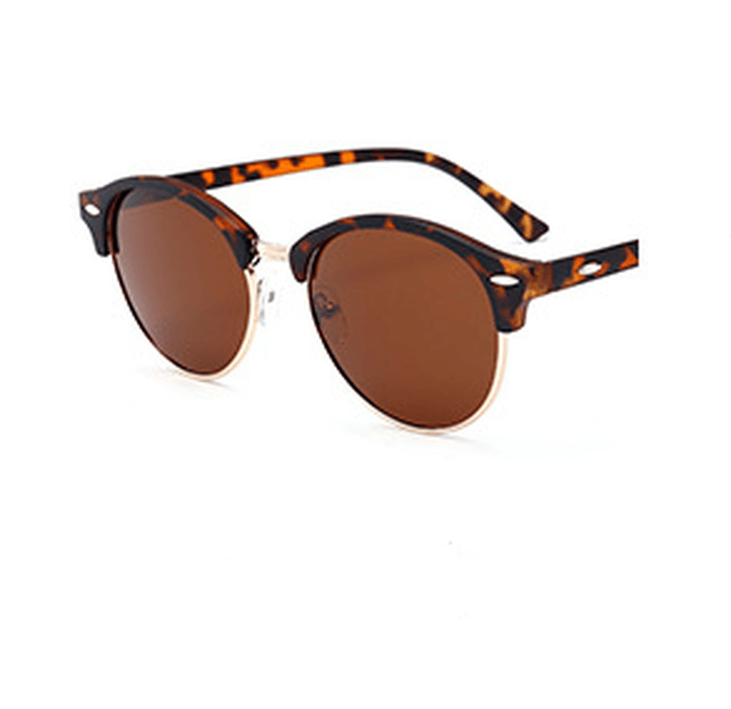 Metal Half Frame round Color Film Sunglasses - MRSLM