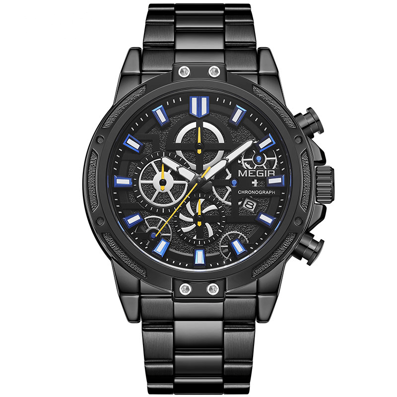 MEGIR 2108 Luxury Big Dial Chronograph Business Style Stainless Steel Men Watch Quartz Watch - MRSLM