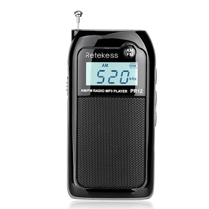 Retekess PR12 AM FM Radio Digital Tuning Radio Receiver MP3 Music Player with Rechargeable Battery - MRSLM