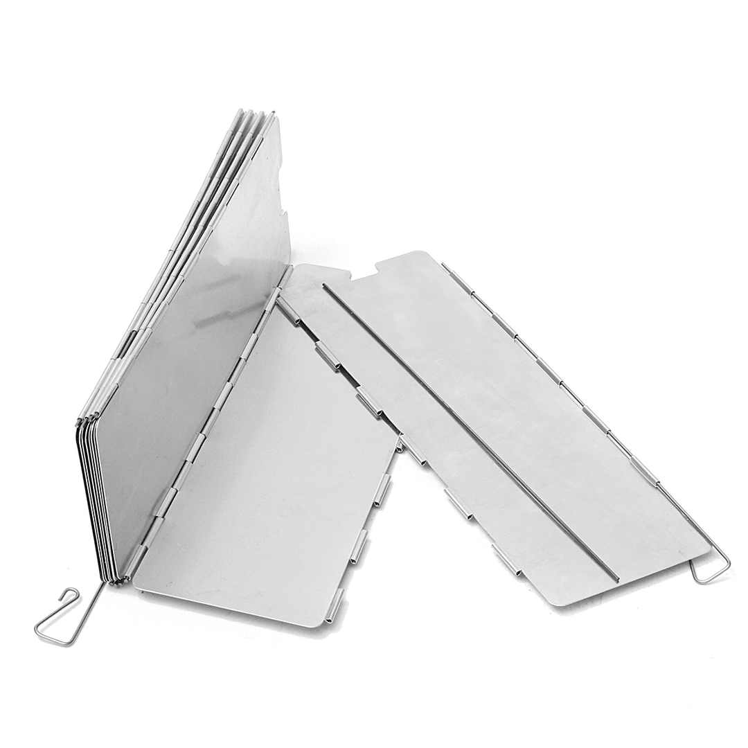 Camping 10 Plates Folding Wind Shield Picnic BBQ Cooking Gas Stove Aluminum Board Screen - MRSLM