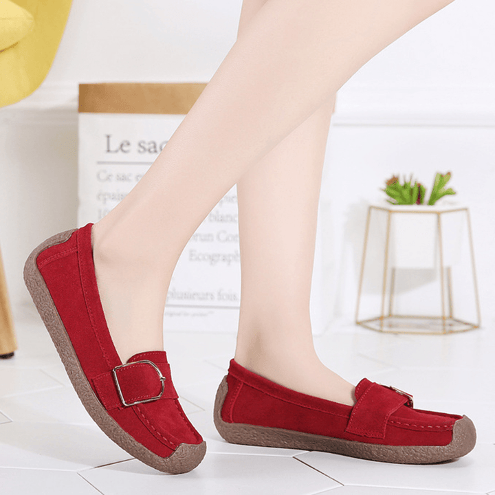 Women Soft Sole Buckle Breathable Casual Slip on Flats - MRSLM