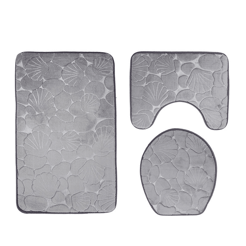 3Pcs Embossing Bath Mat for Bathroom Memory Foam Bathroom Carpet Mat Toilet Mat Bathroom Floor Rug - MRSLM