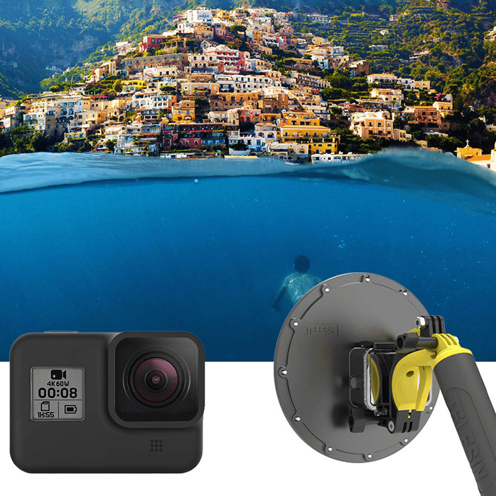 180° Ultra Wide Angle Dome Port 30M Underwater Waterproof Case Housing Stabilizer for Gopro Hero 8 Trigger Dome Cover Diving Camera Lens Accessories - MRSLM