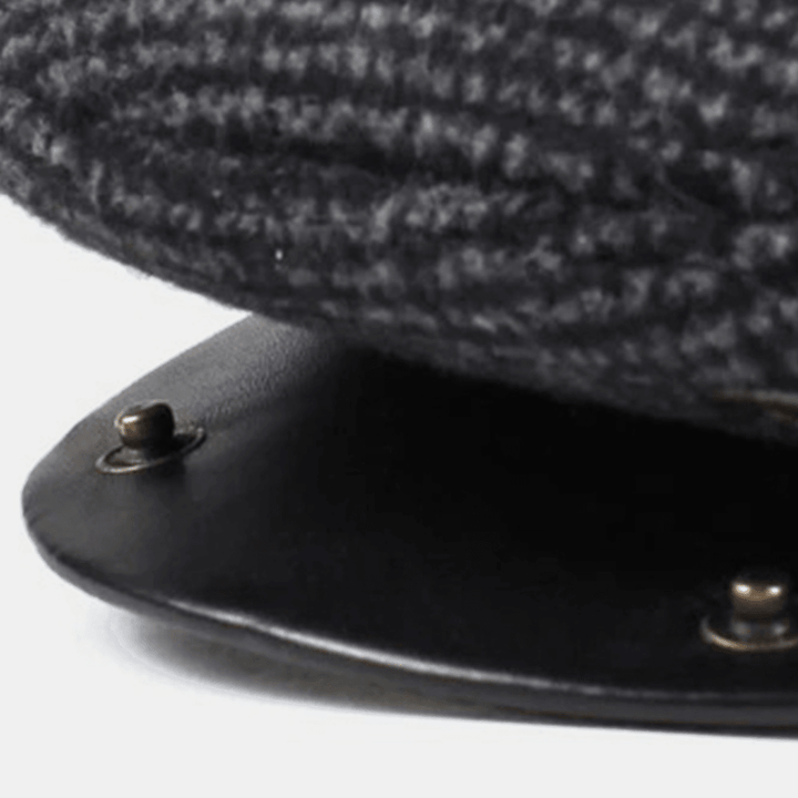 Men Casual Autumn Winter Warm Ear Protection Thicken Forward Hat Outdoor Cool-Protection Newsboy Cap Berets Flat Hat Driving Hat - MRSLM