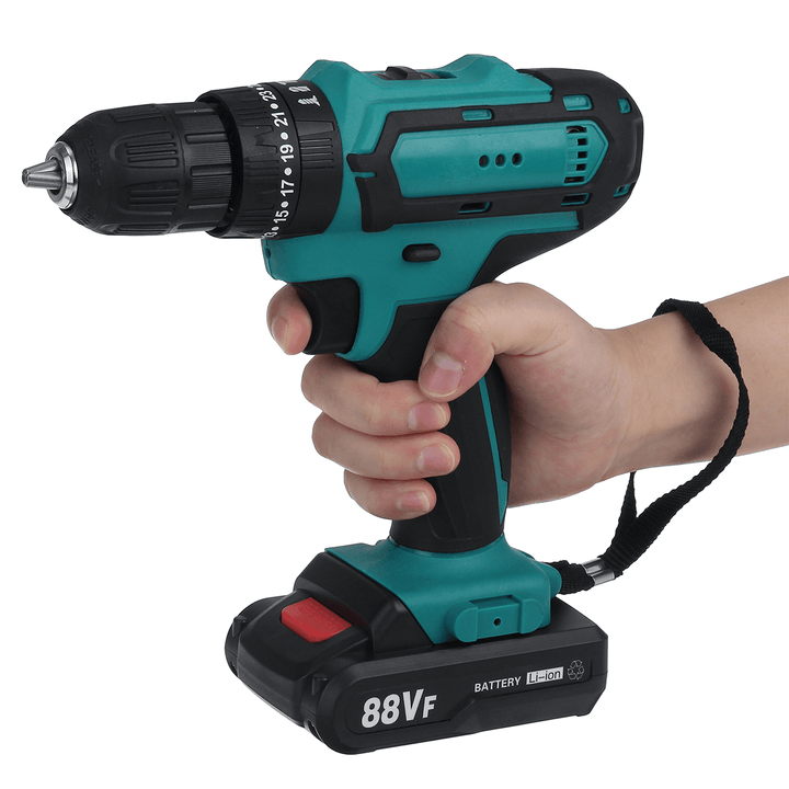 88VF Cordless Drill 3 in 1 Electric Screwdriver Hammer Impact Drill 7500Mah 2-Speed - MRSLM