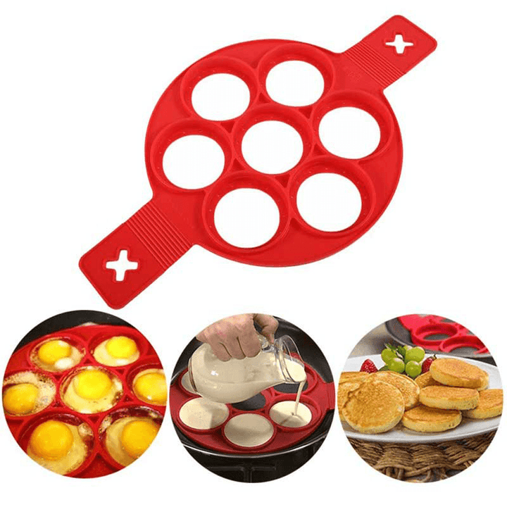 7 Holes Pancake Silicone Mold Circular Fried Egg Mold Nonstick Flip Pancake Maker Omelette Egg Forms Ring Mold Egg Tools Egg Mould - MRSLM