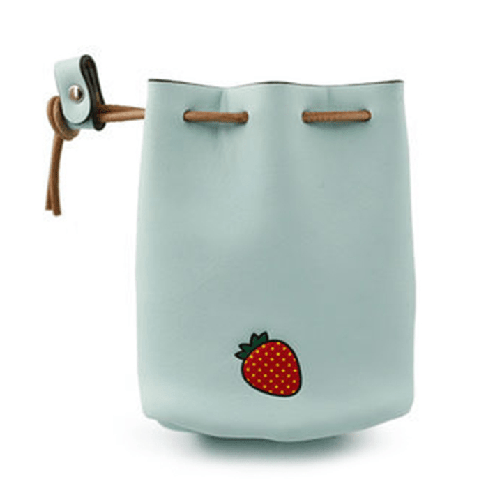 Women Pu Leather Fruit Pattern Coin Bag String Change Bag - MRSLM