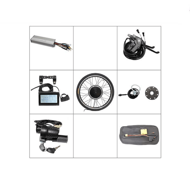 RISUNMOTOR Powerful Brushless Gearless Hub Motor 48V 1500W Front Wheel Electric Bike DIY Conversion Kits with LCD3 Display - MRSLM