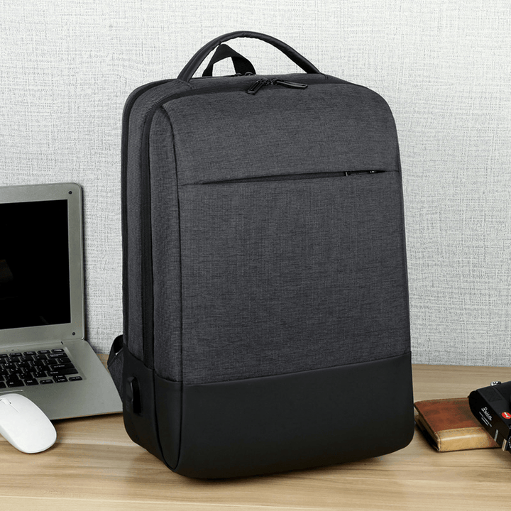 Men Oxford 15.6 Inch Laptop USB Charging Anti-Theft Business Laptop Bag Backpack - MRSLM