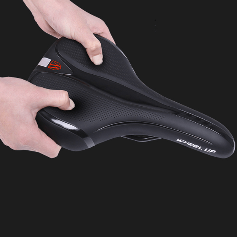 WHEEL up P005 Reflective Bike Saddle Cycling Hollow Breathable Shock Absorption Seat Cushion MTB Comfort Seat Pad - MRSLM