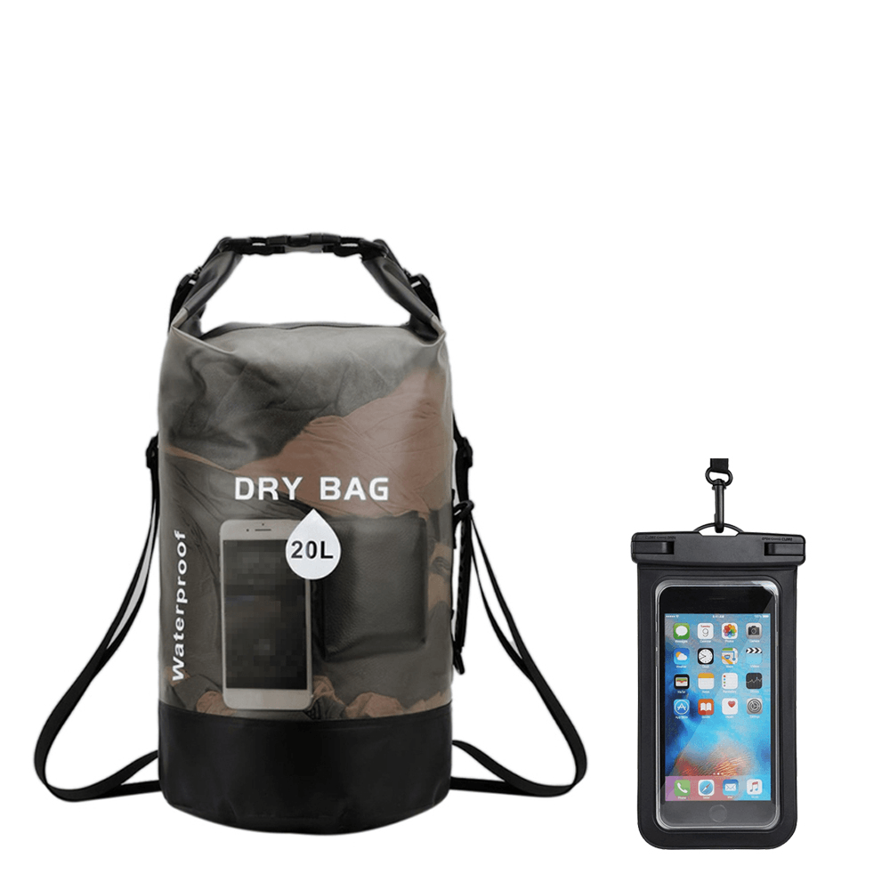 Ipree® 10/20L Waterproof Dry Bag Lightweight Dry Storage Backpack with 6.5Inch Phone Bag for Travel Floating Sailing Boating Swimming Camping Beach - MRSLM