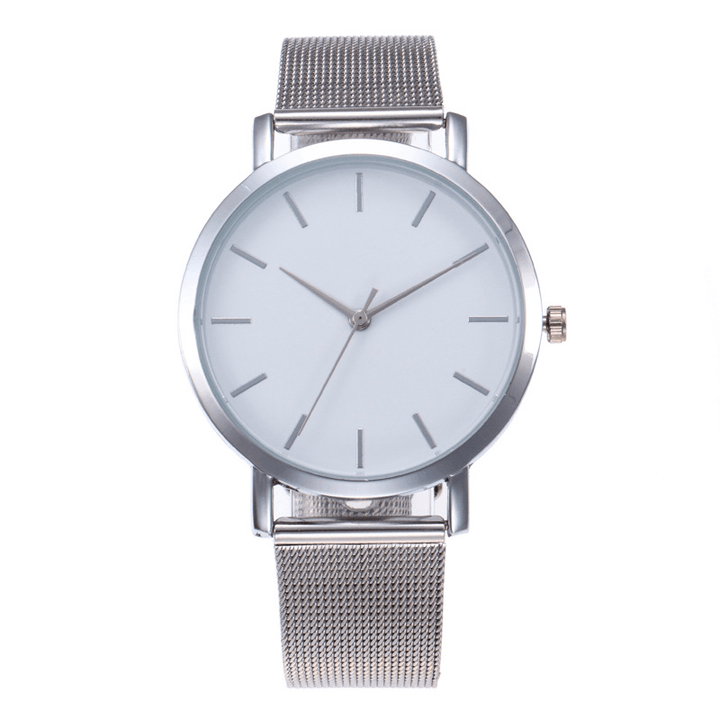 Casual Business Women Watch Full Alloy Case Mesh Band No Number Dial Quartz Watch - MRSLM