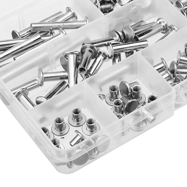 90 Sets M5 6-30Mm Nickel Plating Phillips Chicago Binding Posts Stud Screws Rivet Button Bookbinding - MRSLM