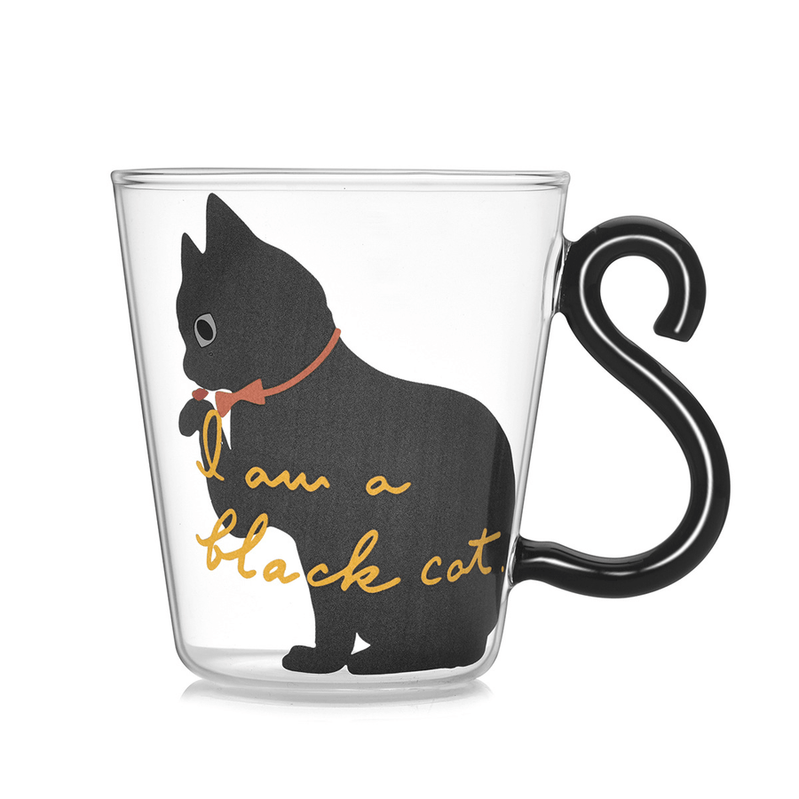 Cat Glass Cartoon Children'S Cup Creative Handle Coffee Cup Single-Layer Transparent Juice Drink Cup - MRSLM