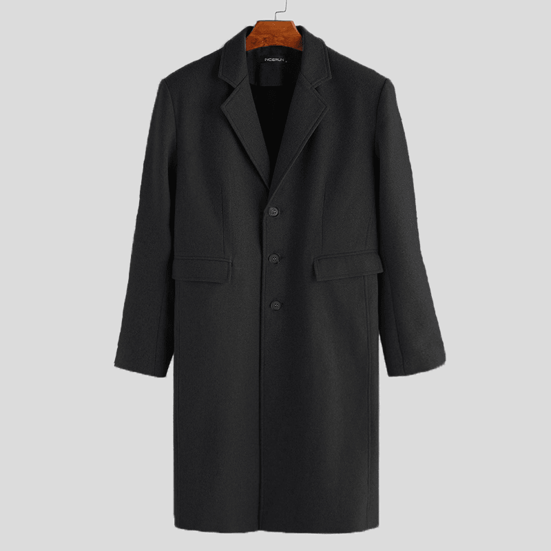 Mens Winter Single Breasted Big Pockets Mid Long Casual Coat - MRSLM