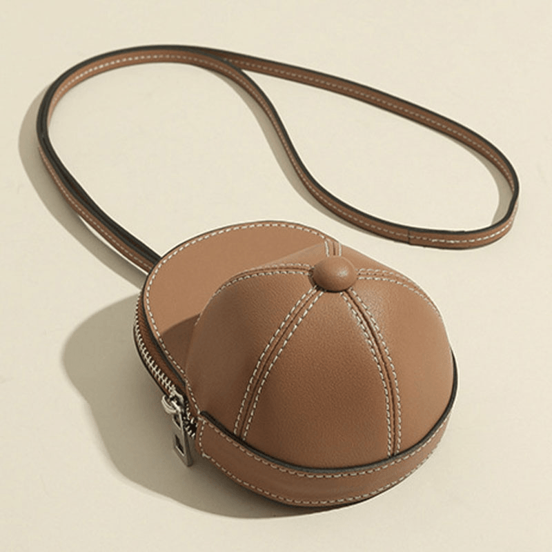 Women Faux Leather Baseball Hat Shape Causl Creative Shoulder Bag Crossbody Bag - MRSLM