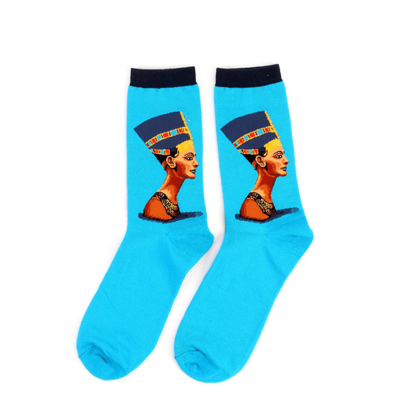 Unisex Mona Lisa Oil Painting Cotton Tube Socks - MRSLM